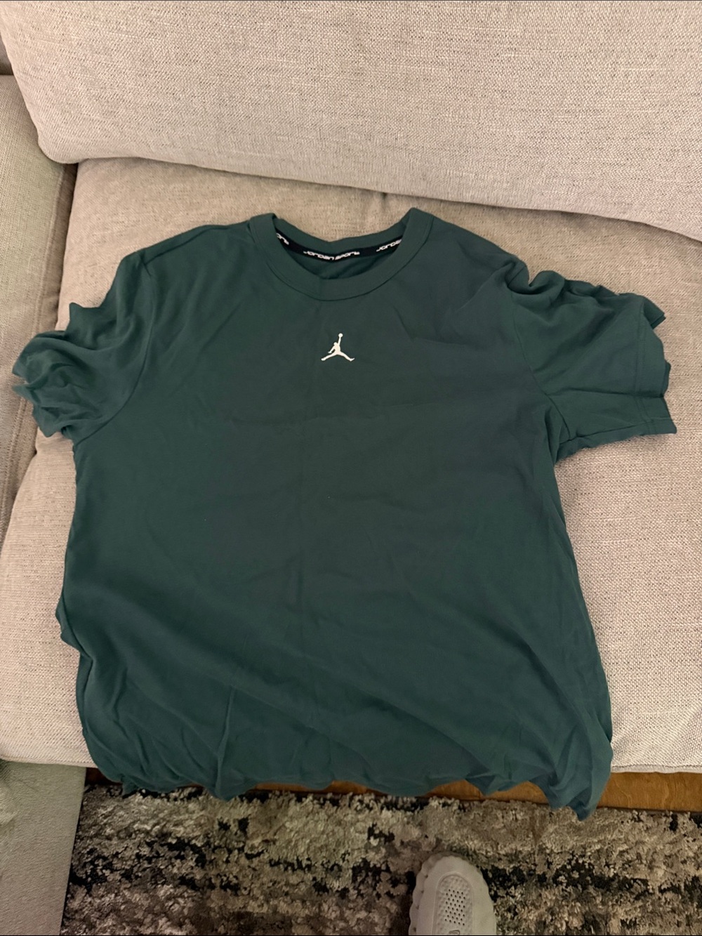 Jordan Short-Sleeve Crew Tee in Forest Green with White Jumpman